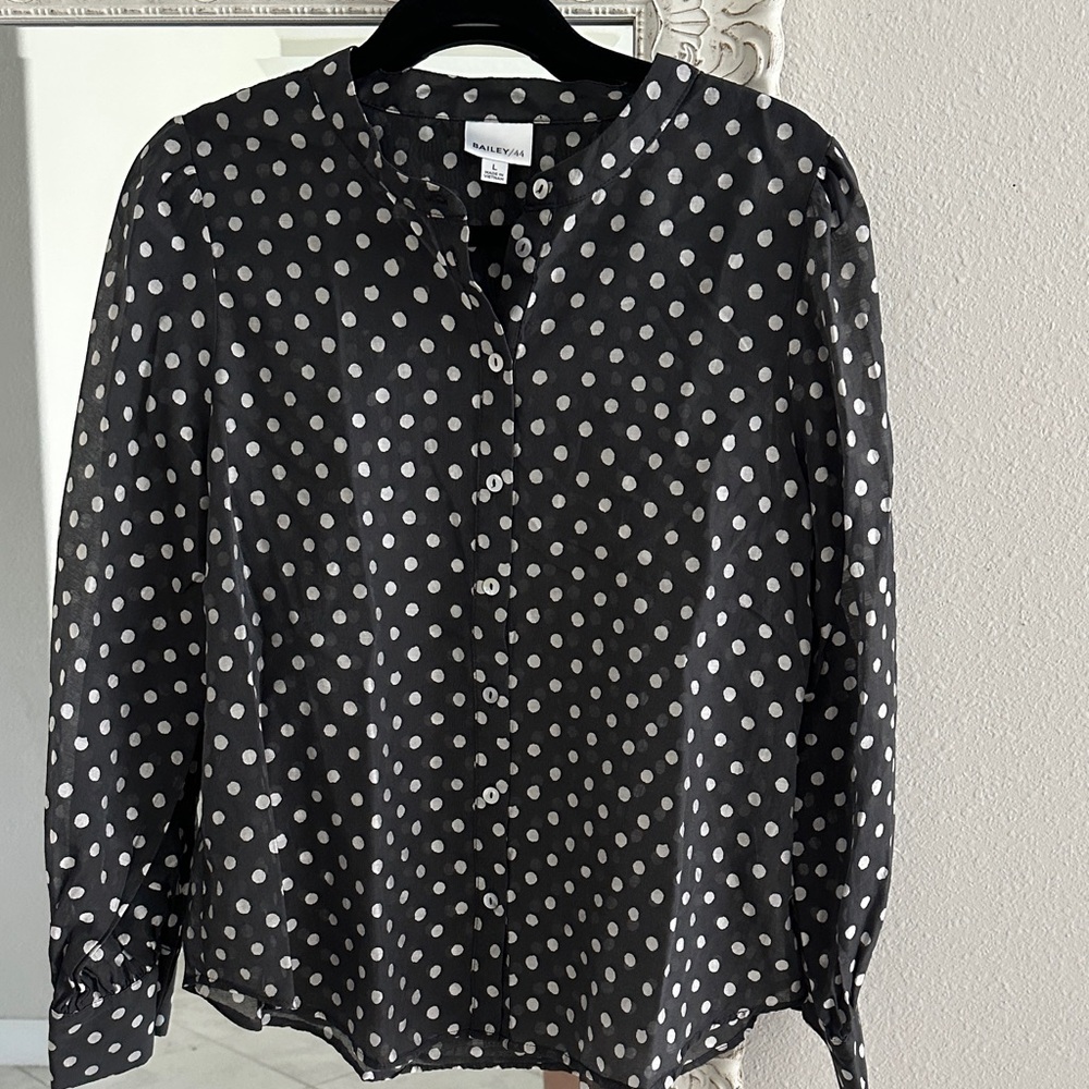 Bailey/44 Black and White Polka Dot Button-Down Shirt